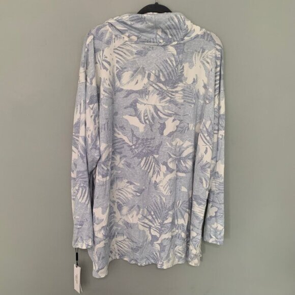 NEW Calvin Klein performance stretch blue white cowl neck athleisure top - Picture 5 of 8